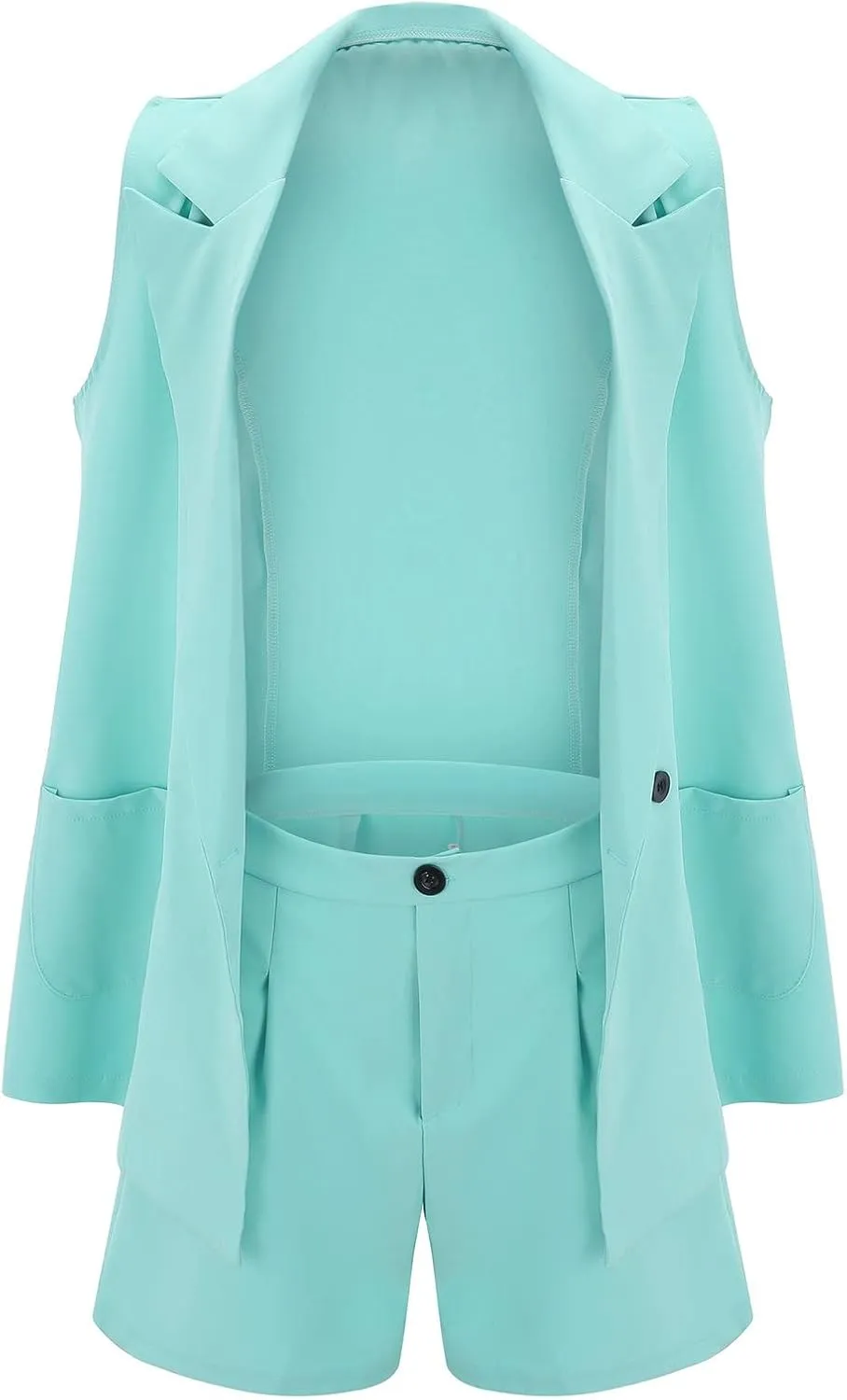2 Piece Outfits for Women Sleeveless Solid Color Blazer with Shorts Casual Elegant Business Coat for Winter