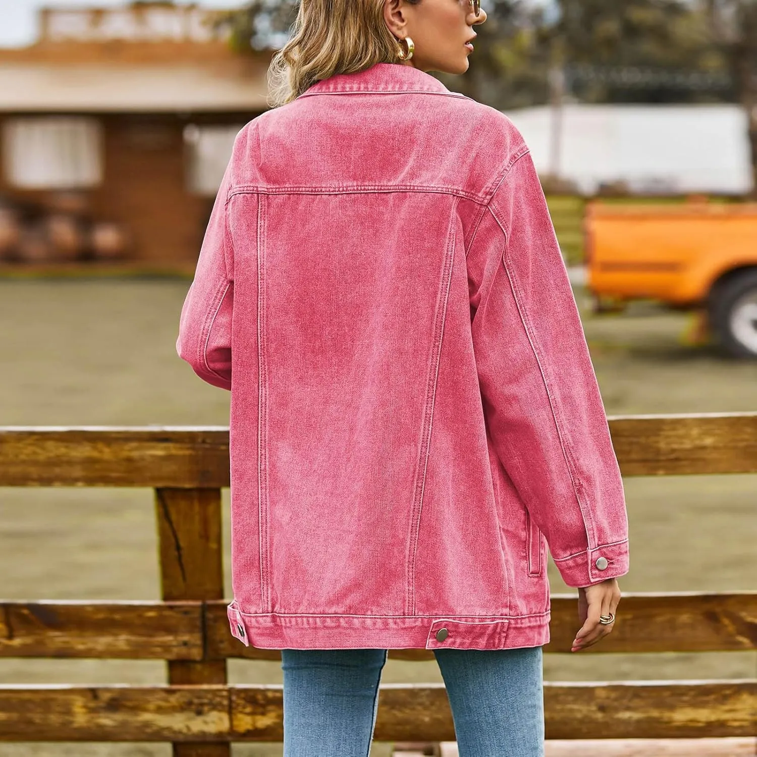2024 Jean Jackets for Women Fashion Oversized Boyfriend Button Down Denim Jacket Western Fall Basic Shacket Jacket