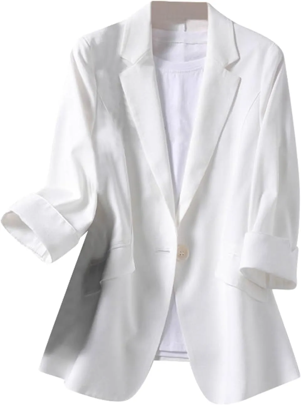 3/4 Sleeve Blazer for Women Lightweight Open Front Blazers Casual Work Office Business Suit Jackets Summer Tops