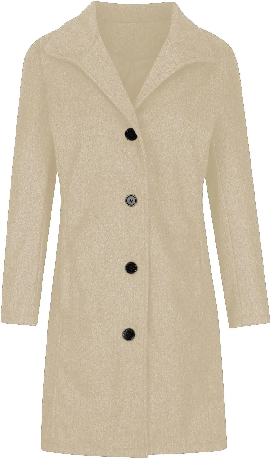 Akklian Women's Winter Wool Blend Pea Coat Single Breasted Stand Collar Casual Trench Coat Overcoat Business Office Outwear