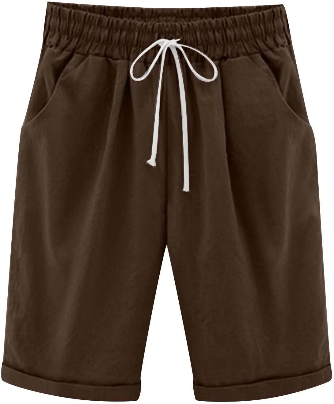 AMDBEL Womens Bermuda Shorts Plus Size Summer Sweat Shorts with Deep Pockets Cotton Shorts for Women Gym Workout