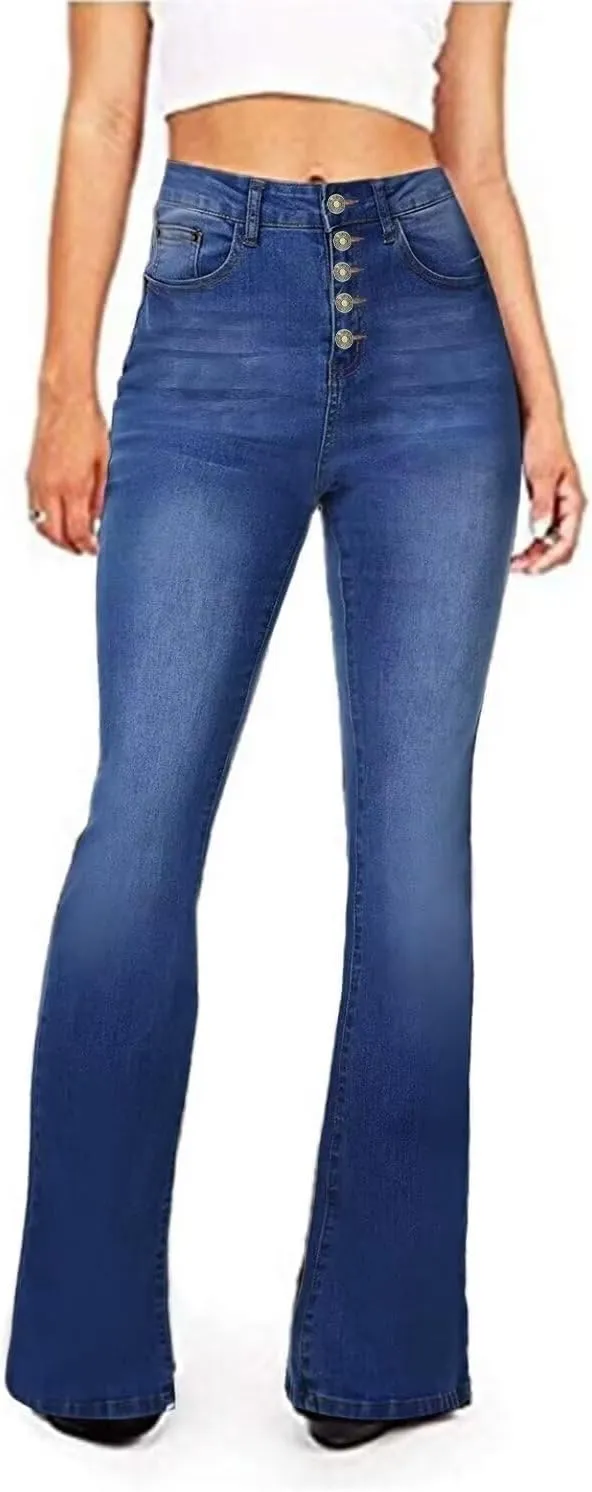AMRSPENG Women's Black Bell Bottom Jeans for Women Flare Jeans High Waist Bootcut Jeans for Women Stretch Bell Bottom Pants
