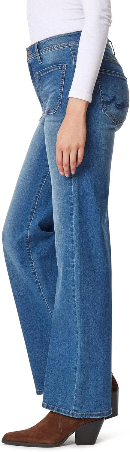 Angels Forever Young Women's Forever Wide High-Rise Patch Pockets Jeans
