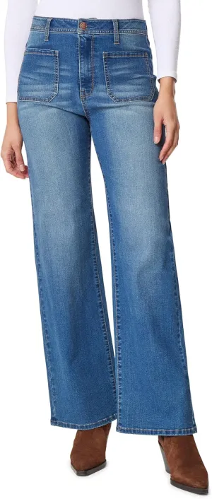 Angels Forever Young Women's Forever Wide High-Rise Patch Pockets Jeans