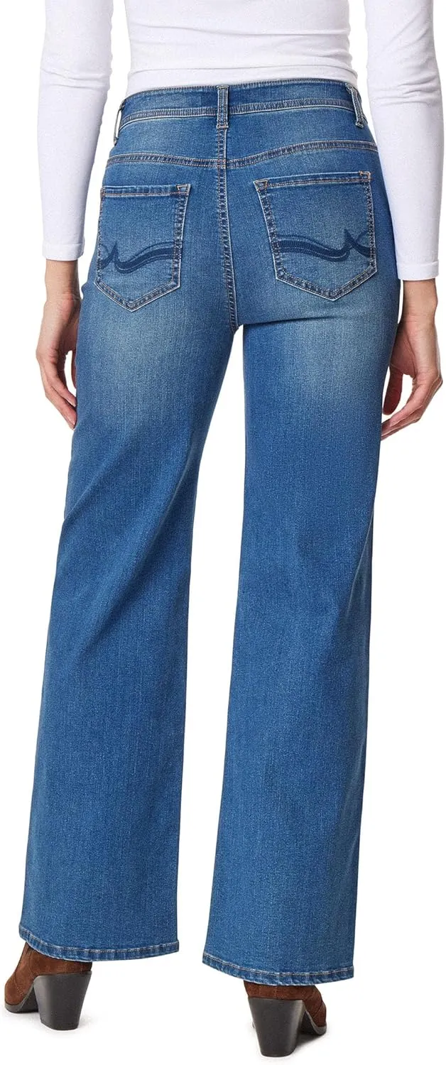 Angels Forever Young Women's Forever Wide High-Rise Patch Pockets Jeans