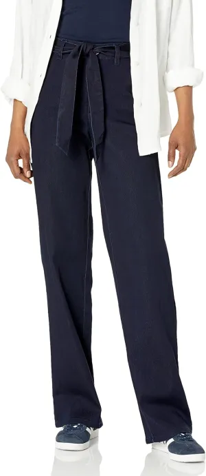Anne Klein Womens High Rise Tie Waist Flare Jeans