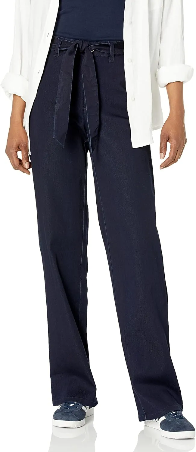 Anne Klein Womens High Rise Tie Waist Flare Jeans