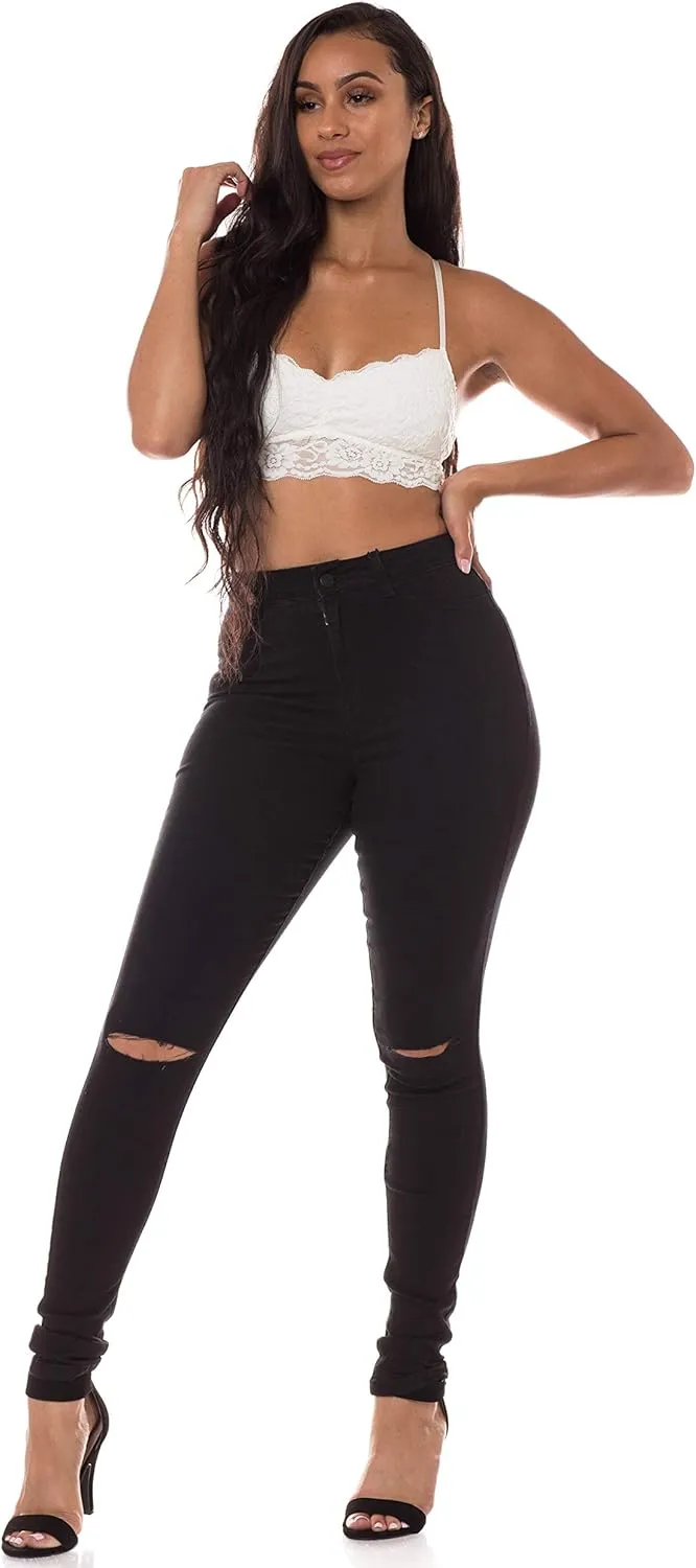 Aphrodite High Waisted Jeans for Women - High Rise Stretch Skinny Womens Knee Distressed Ripped Jeans
