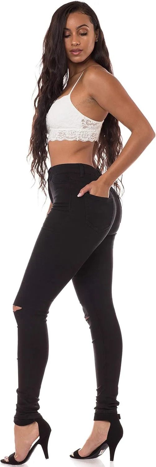 Aphrodite High Waisted Jeans for Women - High Rise Stretch Skinny Womens Knee Distressed Ripped Jeans
