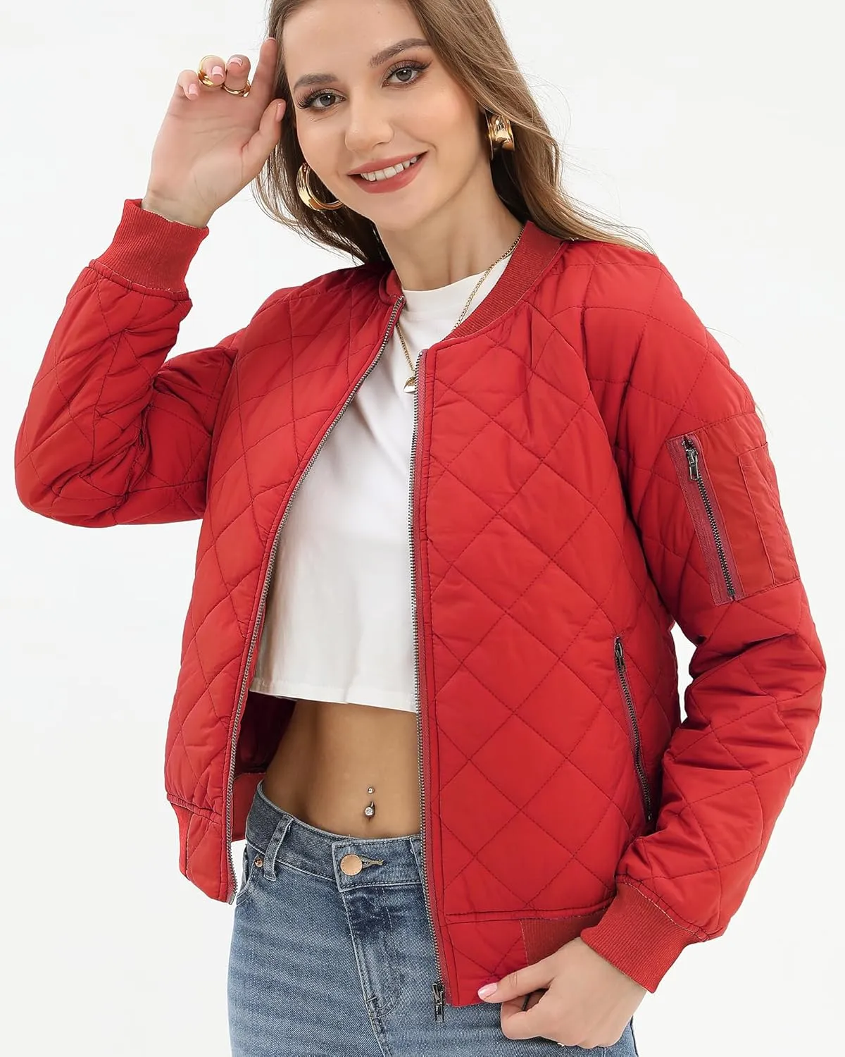 Argstar Women's Quilted Bomber Jakcet with 5 Pockets (XS-XXL)