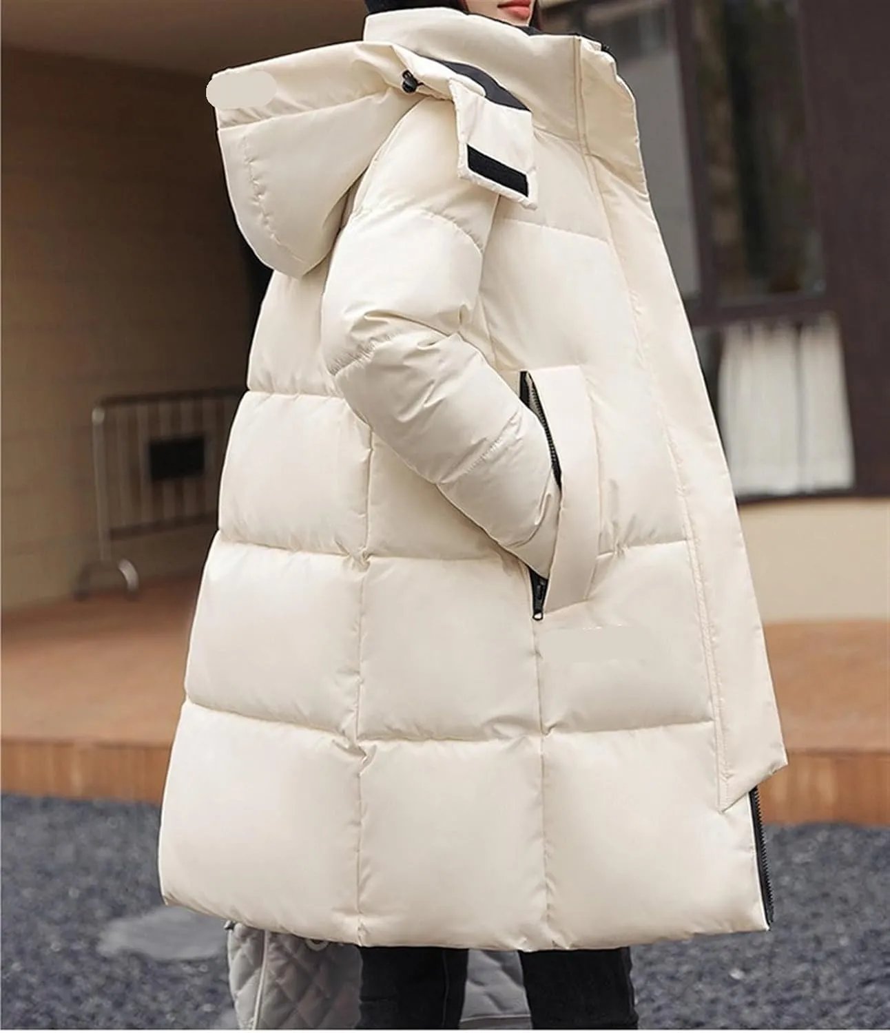 AYGJKIE Warm Jacket for Women, Plain Colors, Down Jacket, Winter Jacket with Hood, Women Long Puffer Jacket, Women Down Coat
