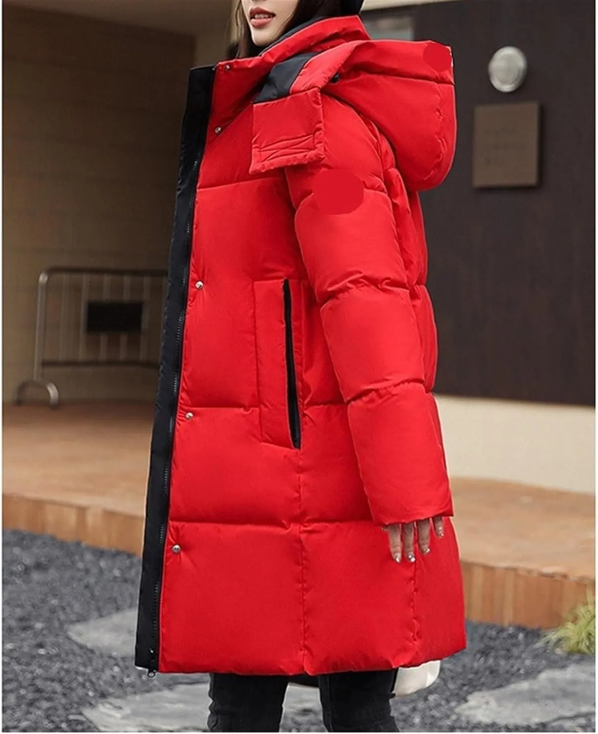 AYGJKIE Warm Jacket for Women, Plain Colors, Down Jacket, Winter Jacket with Hood, Women Long Puffer Jacket, Women Down Coat