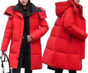 AYGJKIE Warm Jacket for Women, Plain Colors, Down Jacket, Winter Jacket with Hood, Women Long Puffer Jacket, Women Down Coat