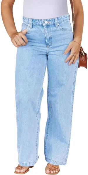Beautife Womens Plus Size Jeans High Waisted Boyfriend Baggy Jeans Straight Leg Stretch Denim Pants