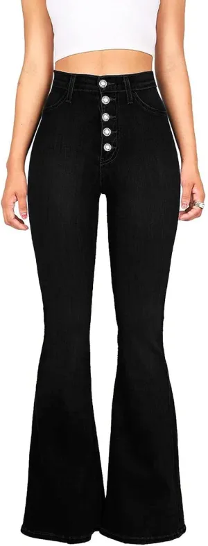 Bell Bottom Jeans for Women High Waisted Flare Jeans Vintage Bootcut Jeans Stretch Buttom Fly Wide Leg Denim Pant