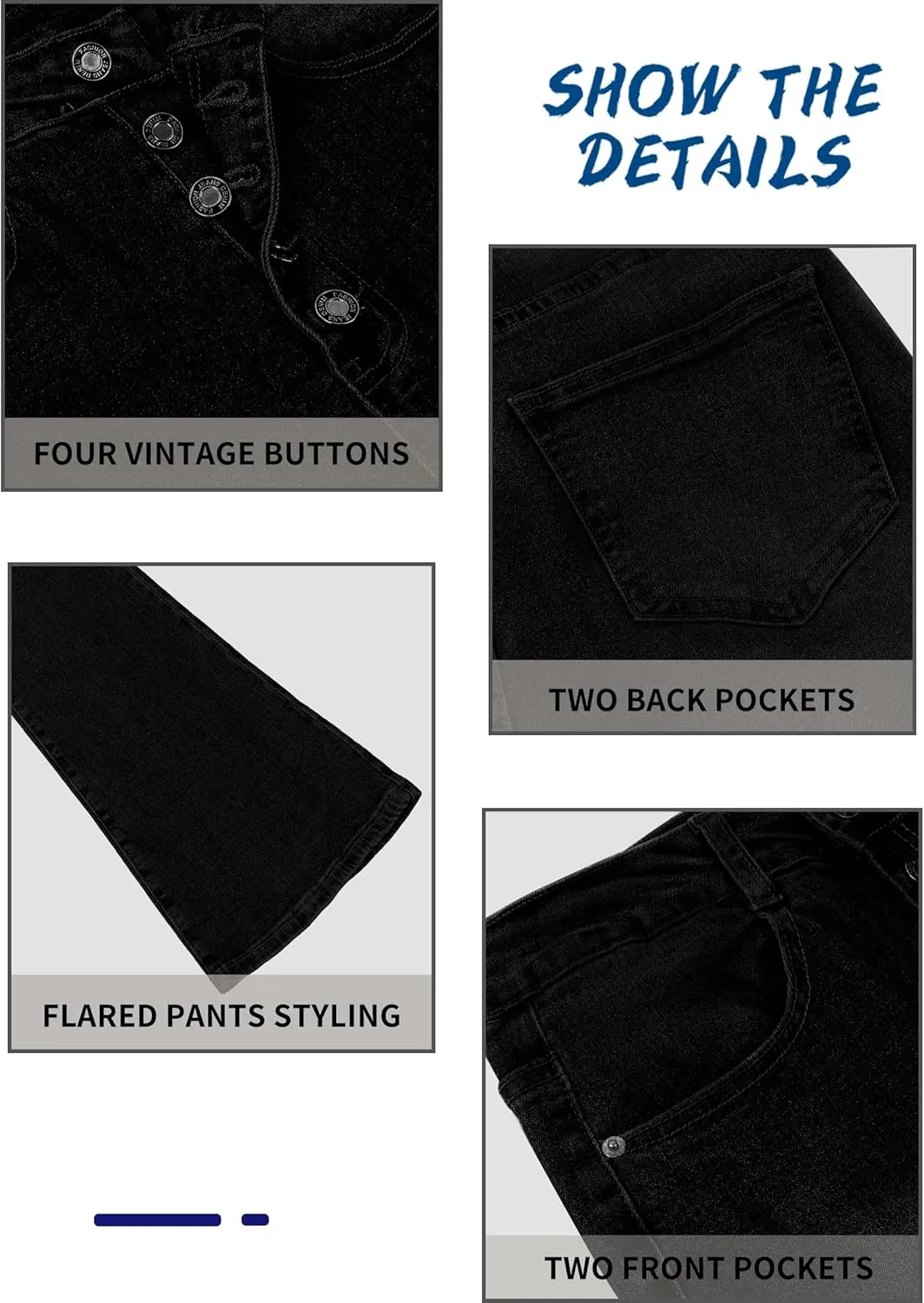 Bell Bottom Jeans for Women High Waisted Flare Jeans Vintage Bootcut Jeans Stretch Buttom Fly Wide Leg Denim Pant