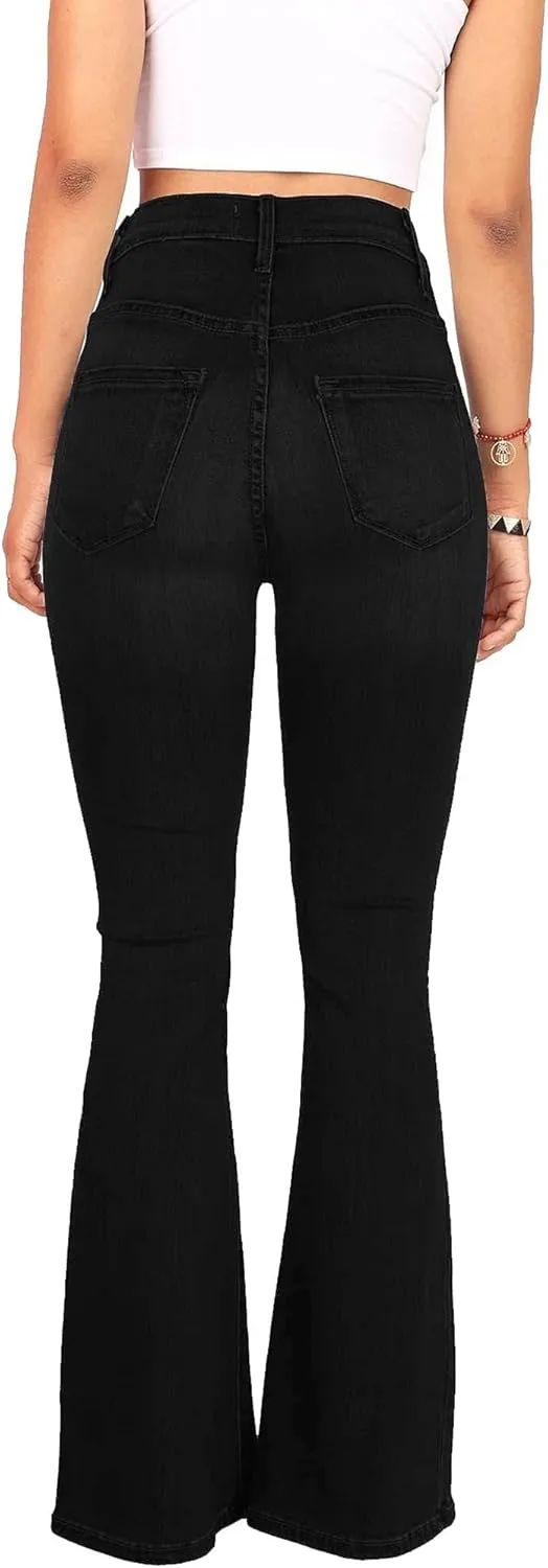 Bell Bottom Jeans for Women High Waisted Flare Jeans Vintage Bootcut Jeans Stretch Buttom Fly Wide Leg Denim Pant