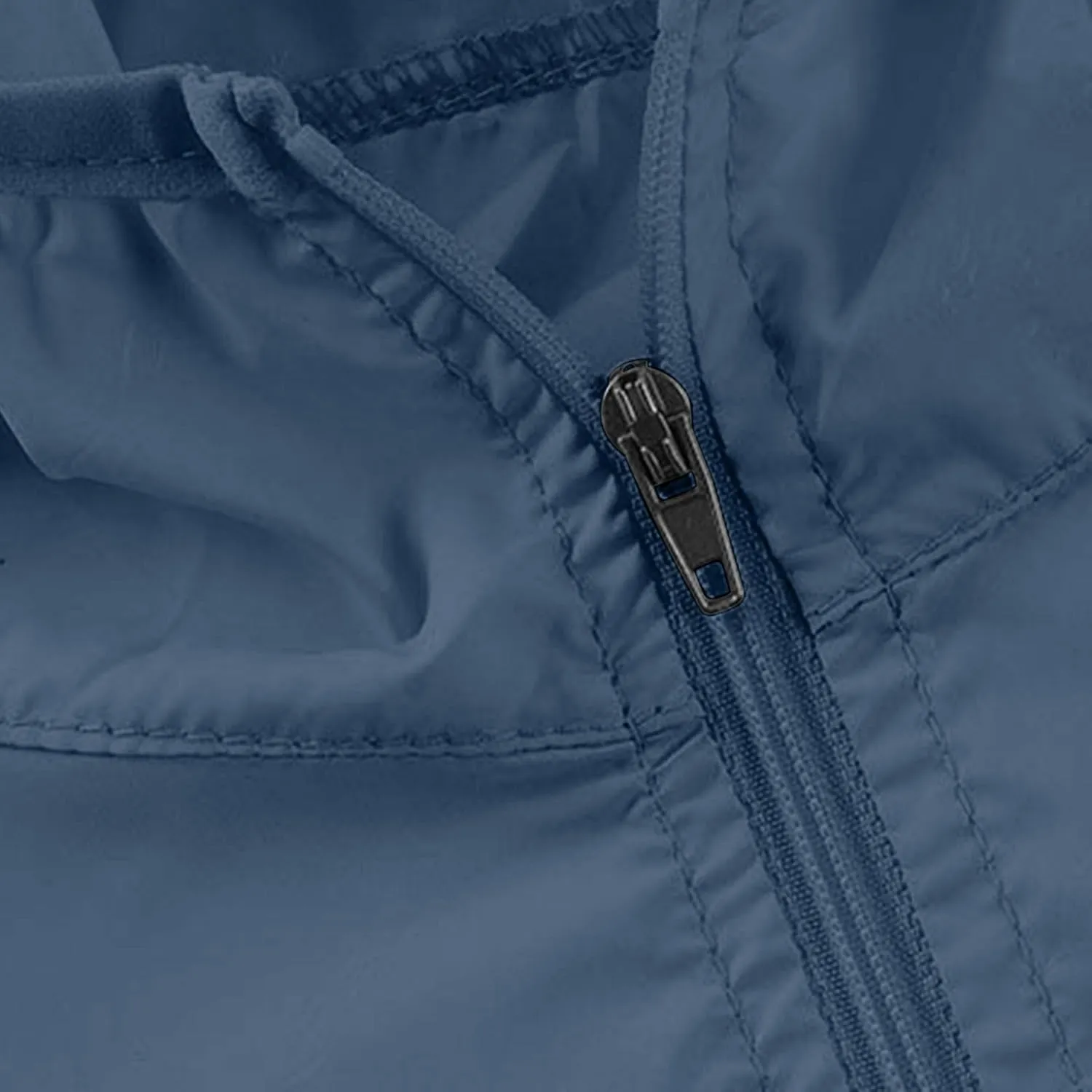 Binmer Women Men Windproof Jacket Plus Size Lightweight Sun Protection Hooded Full Zip Windbreaker Outdoor Riding Sports Coat
