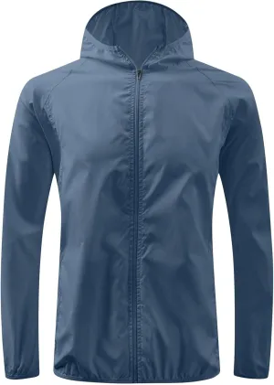 Binmer Women Men Windproof Jacket Plus Size Lightweight Sun Protection Hooded Full Zip Windbreaker Outdoor Riding Sports Coat