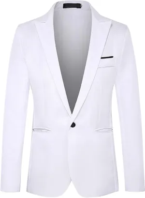 Blazer for Men Slim Fit Business Casual Tuxedo Blazers Sport Coat One Button Travel Blazer Lightweight Suit Jacket