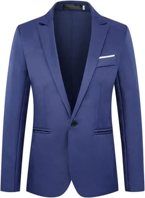 Blazer for Men Slim Fit Business Casual Tuxedo Blazers Sport Coat One Button Travel Blazer Lightweight Suit Jacket