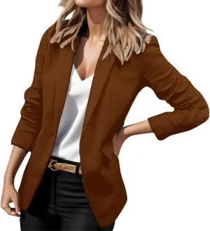 Blazers for Women Business Casual Long Sleeve Jackets Open Front Notch Lapel Blazer Work Suit Plus Size Cardigan Coat