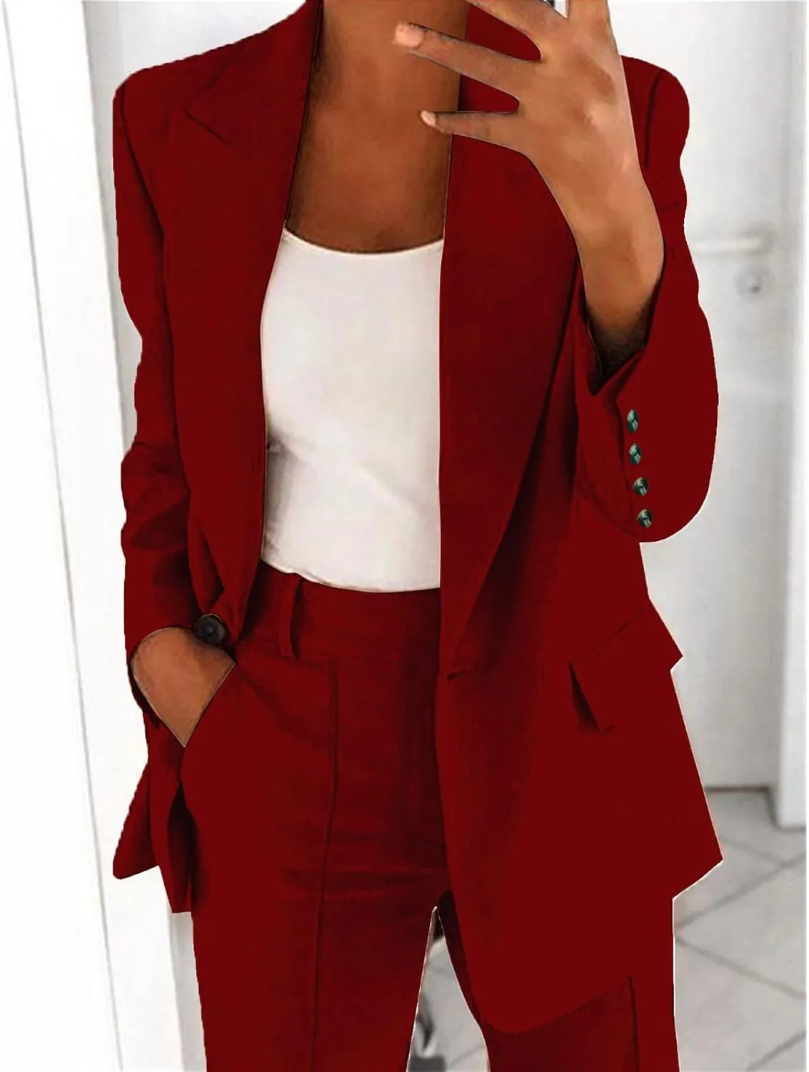 Blazers for Women Business Casual Long Sleeve Lapel Work Jackets Lightweight Temperament Single Breasted Suit Jacket