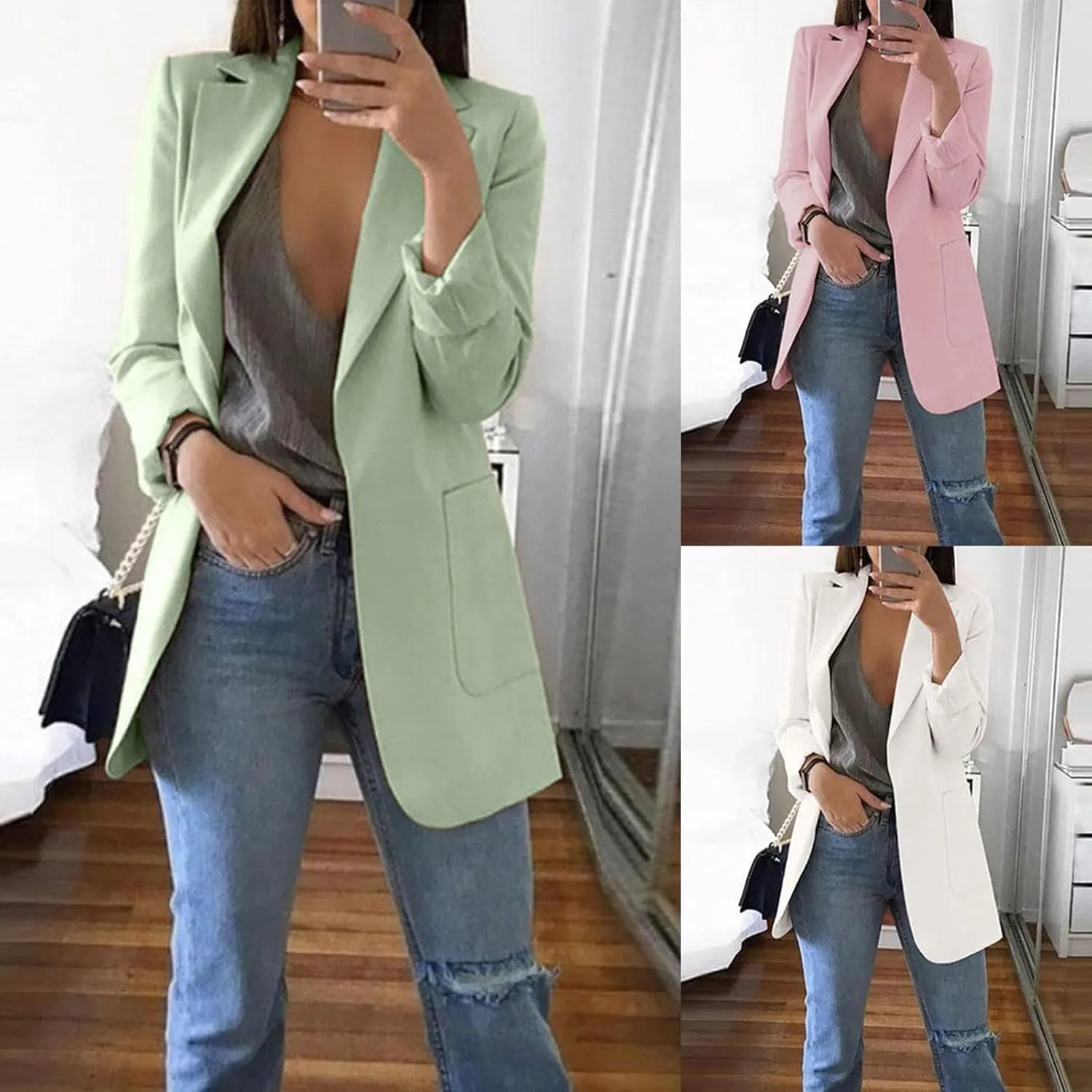 Blazers for Women Long Sleeve Casual Business Suit Jacket Plaid Coat Dressy Jacket Plus Work Office Blazer Outerwear