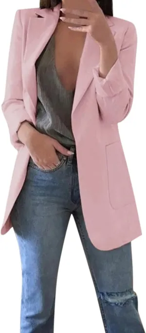 Blazers for Women Long Sleeve Casual Business Suit Jacket Plaid Coat Dressy Jacket Plus Work Office Blazer Outerwear
