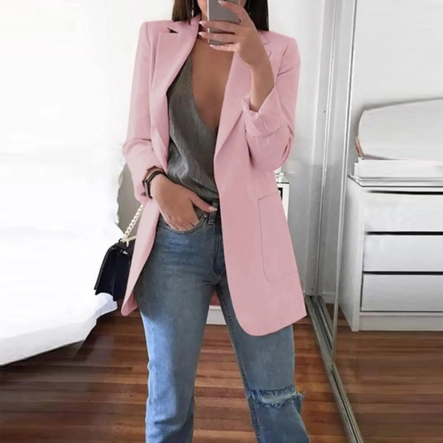 Blazers for Women Long Sleeve Casual Business Suit Jacket Plaid Coat Dressy Jacket Plus Work Office Blazer Outerwear