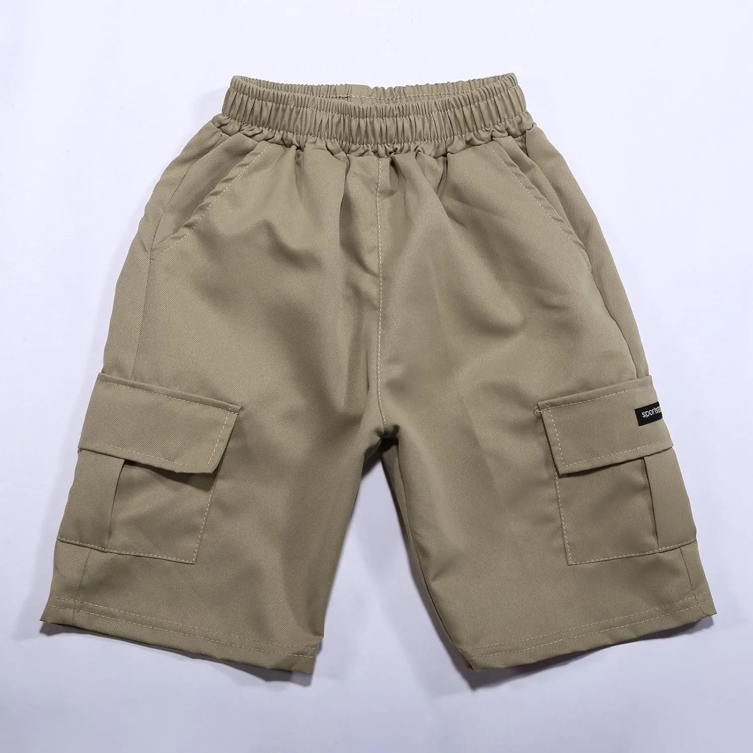 Boy's Baggy Cargo Shorts Straight Leg Cool Shorts Flap Pocket Letter Patched Short