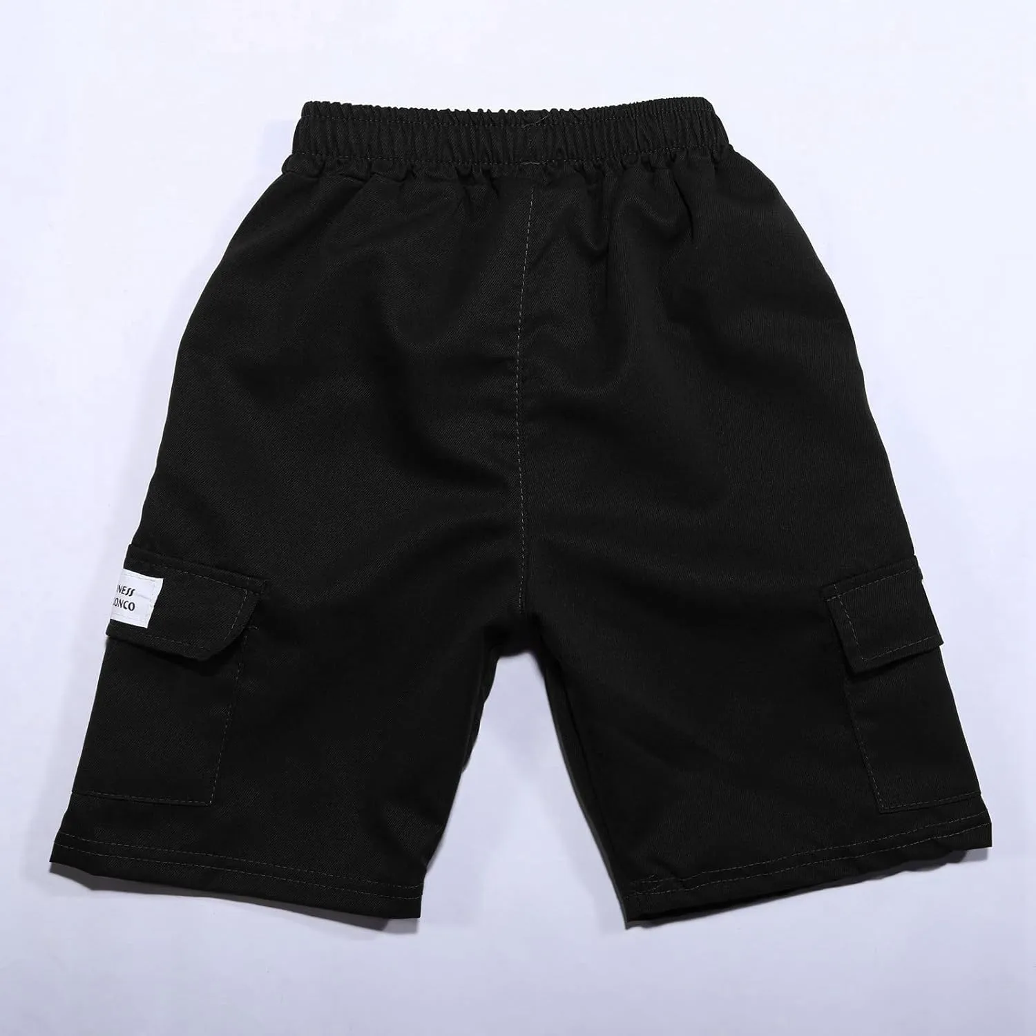 Boy's Baggy Cargo Shorts Straight Leg Cool Shorts Flap Pocket Letter Patched Short