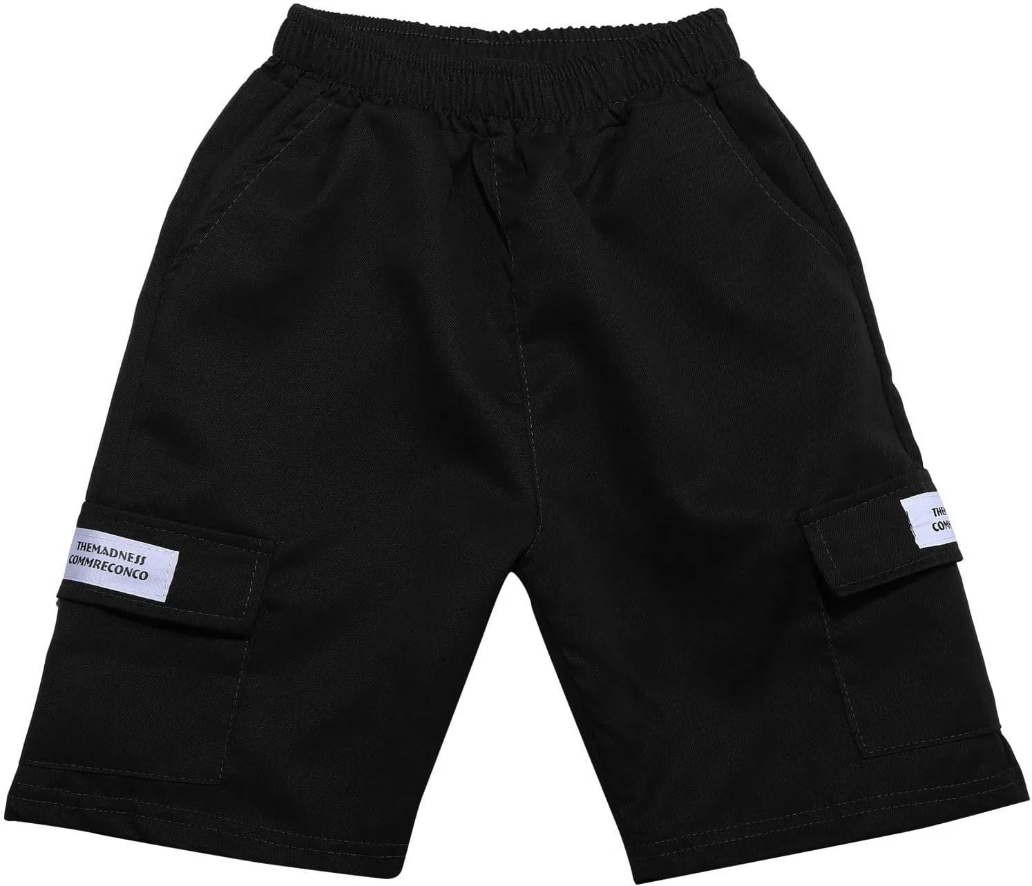 Boy's Baggy Cargo Shorts Straight Leg Cool Shorts Flap Pocket Letter Patched Short