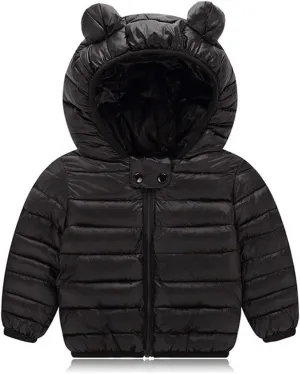 Boys Girls Winter Coat Down Puffer Jacket Cute Lightweight Long Sleeve Kids Fall Casual Warm Hooded Zipper Outwear