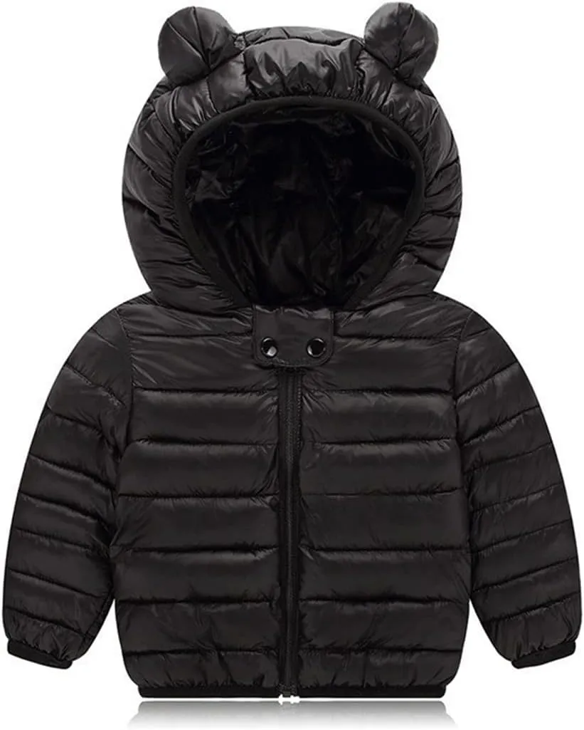 Boys Girls Winter Coat Down Puffer Jacket Cute Lightweight Long Sleeve Kids Fall Casual Warm Hooded Zipper Outwear