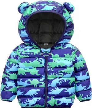 Boys Girls Winter Coat Down Puffer Jacket Cute Lightweight Long Sleeve Kids Fall Casual Warm Hooded Zipper Outwear