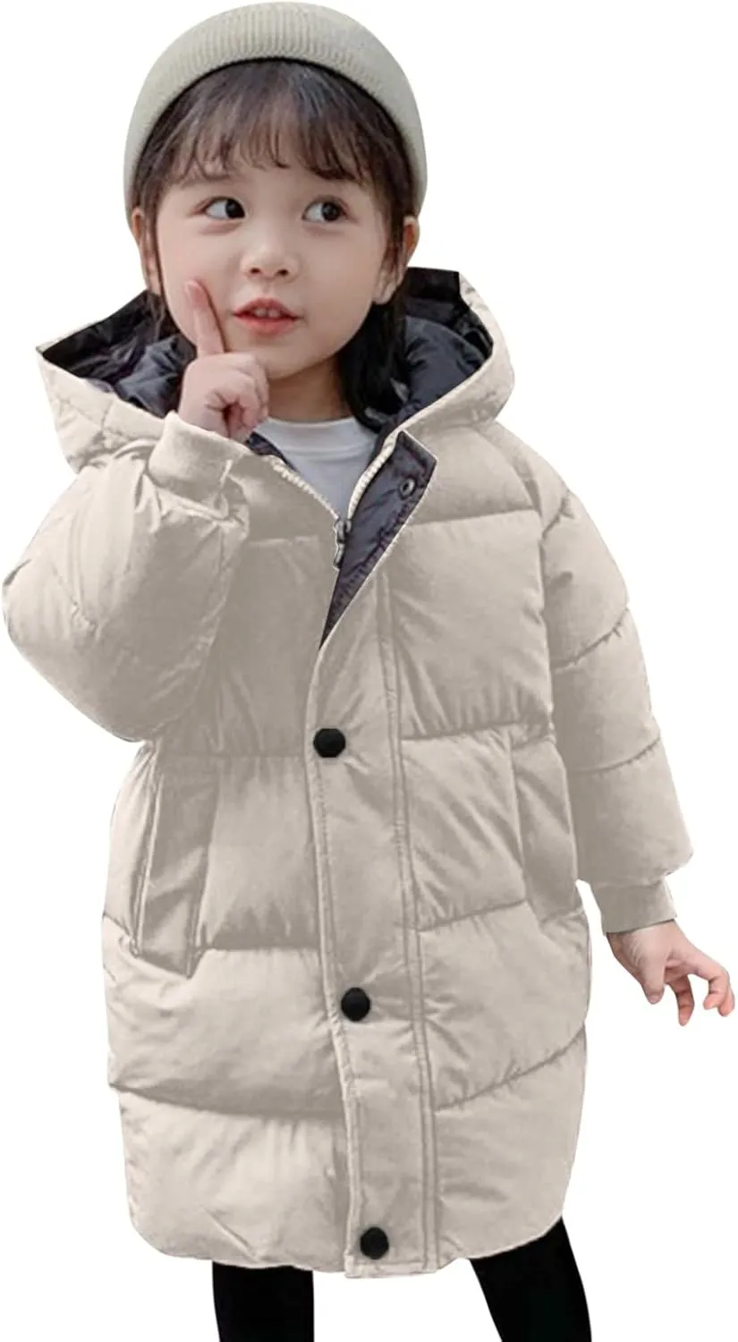 Boys Girls Winter Coat Down Puffer Jacket Quilted Winter Coat with Hooded Hooded Coat Casual Outerwear