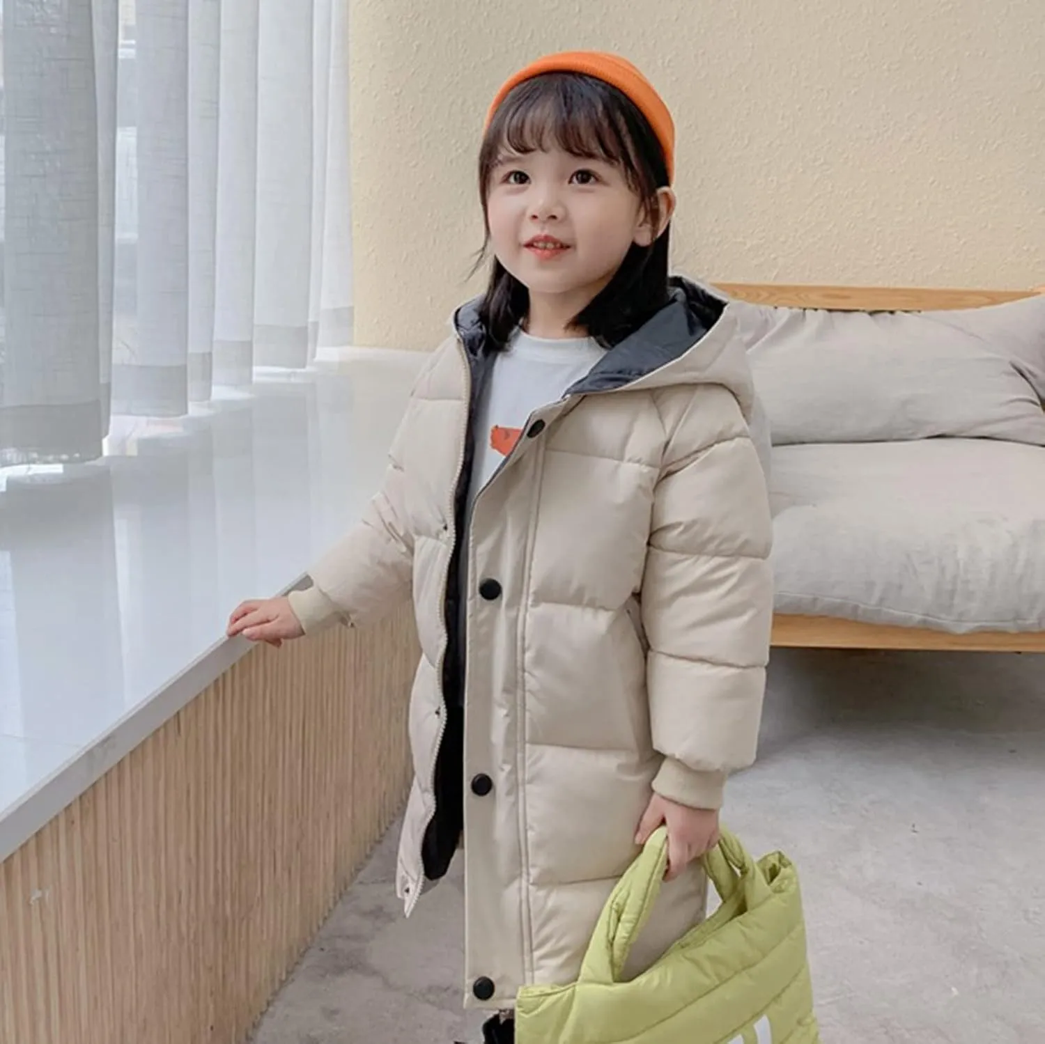 Boys Girls Winter Coat Down Puffer Jacket Quilted Winter Coat with Hooded Hooded Coat Casual Outerwear