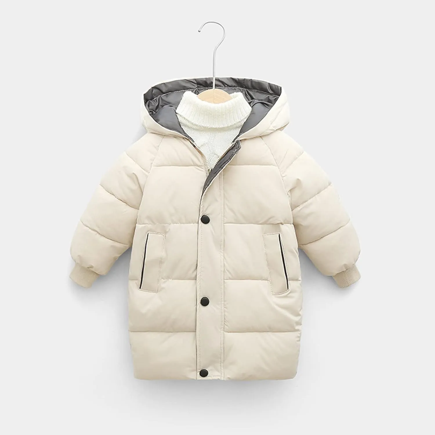 Boys Girls Winter Coat Down Puffer Jacket Quilted Winter Coat with Hooded Hooded Coat Casual Outerwear