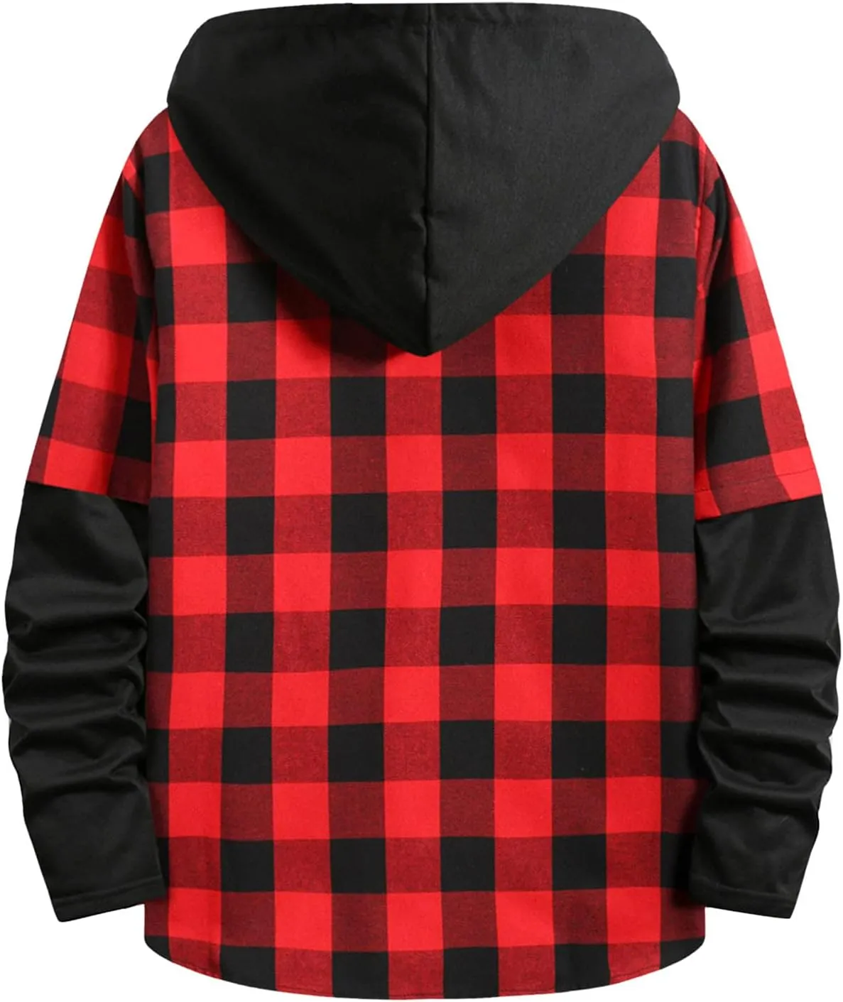 Burband Mens Flannel Hoodies Shirts Long Sleeve Button Down Plaid Jackets Casual Lightweight Checkered Sweatshirt with Hood
