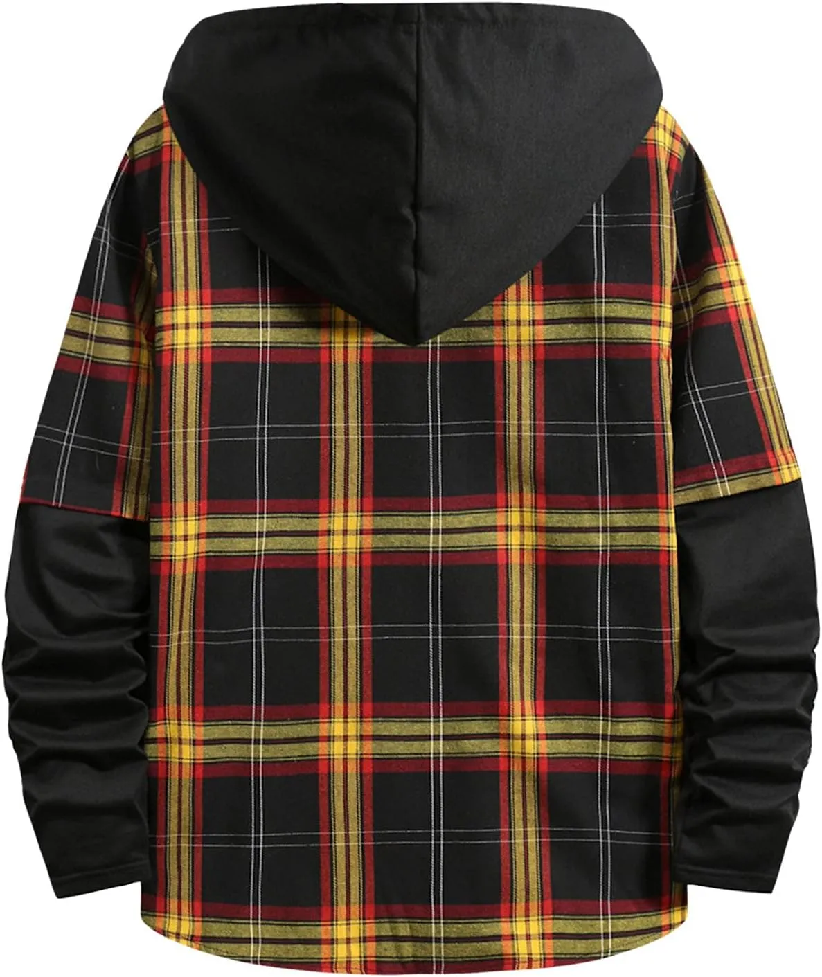 Burband Mens Flannel Hoodies Shirts Long Sleeve Button Down Plaid Jackets Casual Lightweight Checkered Sweatshirt with Hood