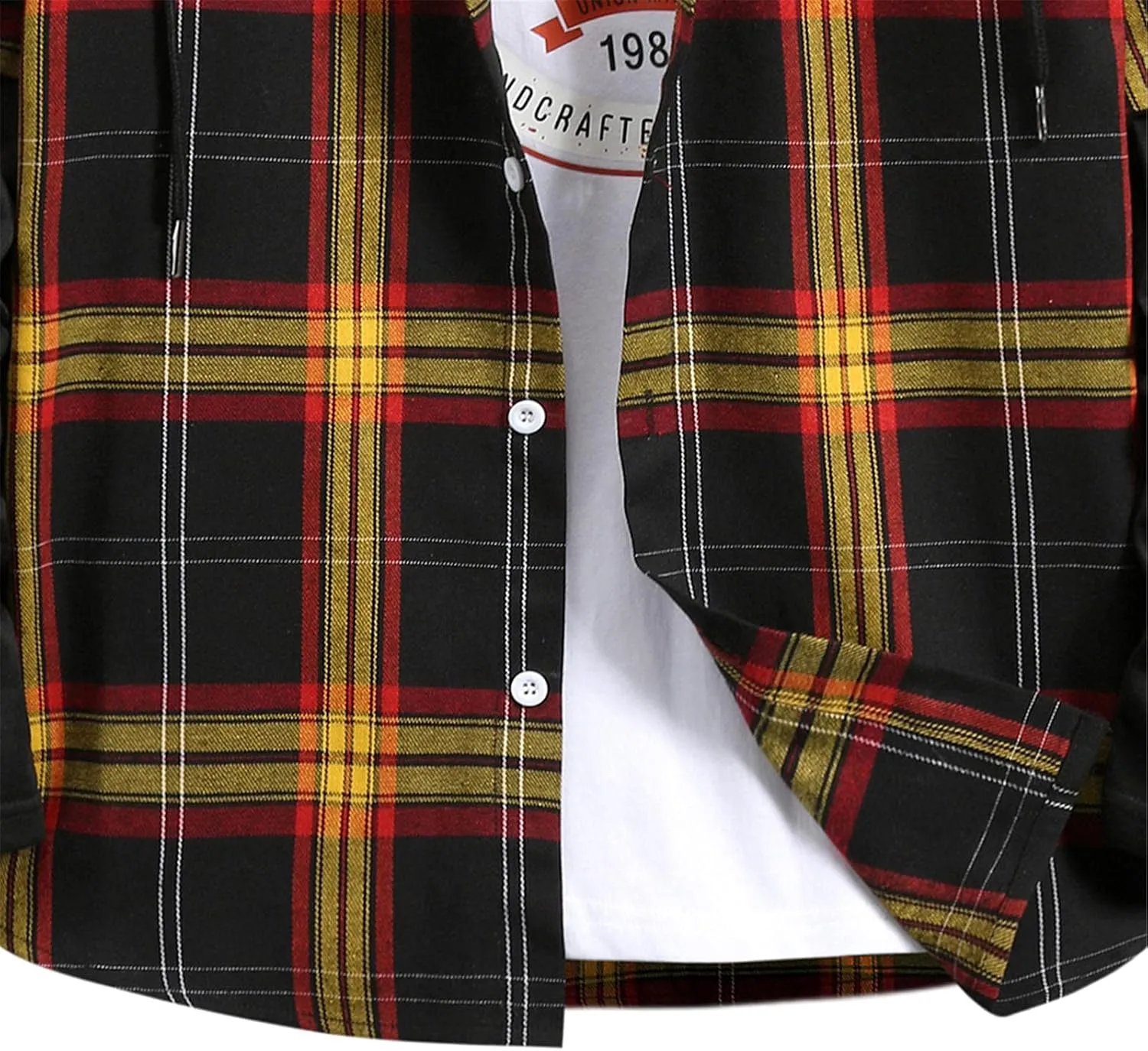 Burband Mens Flannel Hoodies Shirts Long Sleeve Button Down Plaid Jackets Casual Lightweight Checkered Sweatshirt with Hood