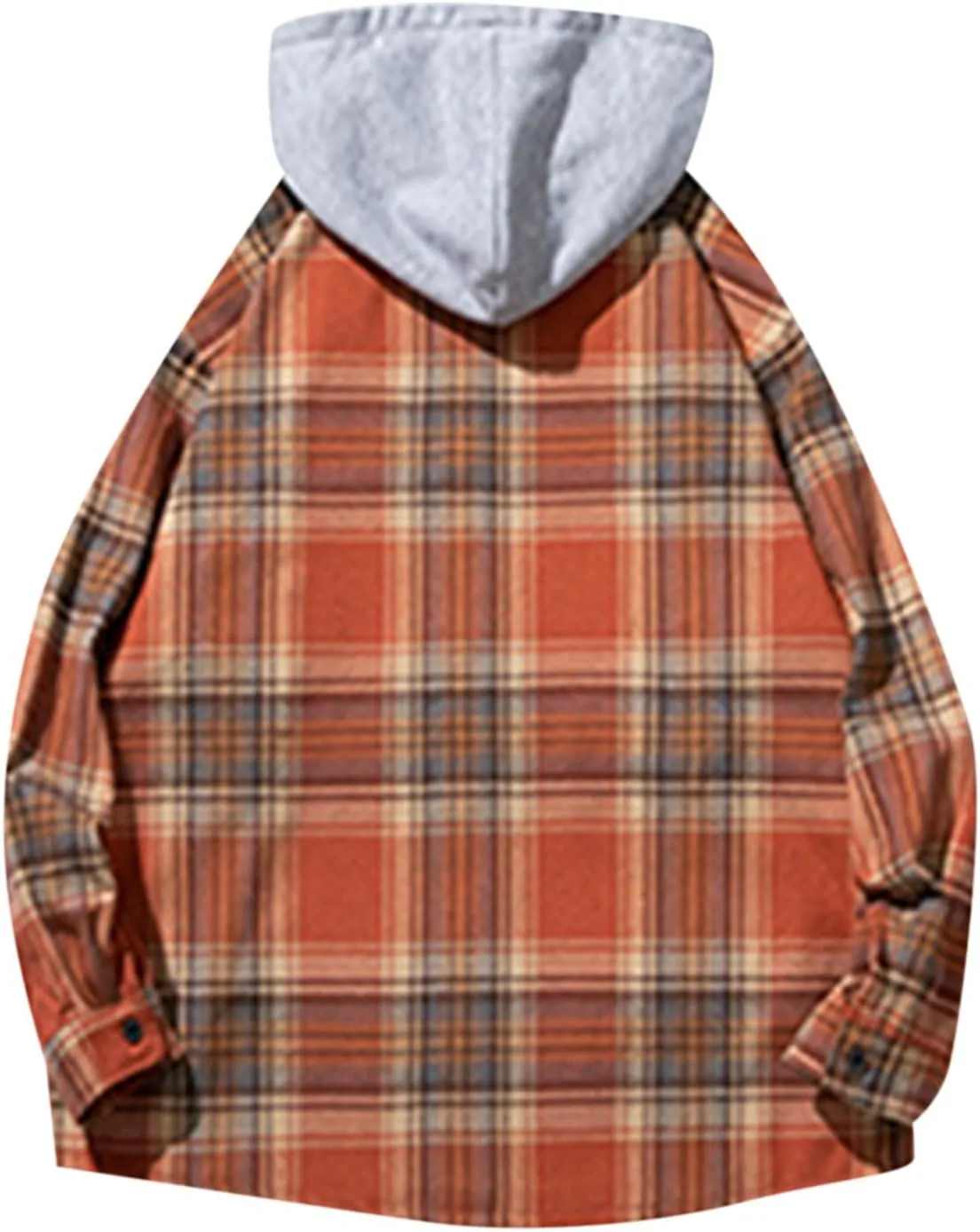 Burband Mens Flannel Hoodies Shirts Long Sleeve Button Down Plaid Jackets Casual Lightweight Checkered Sweatshirt with Hood