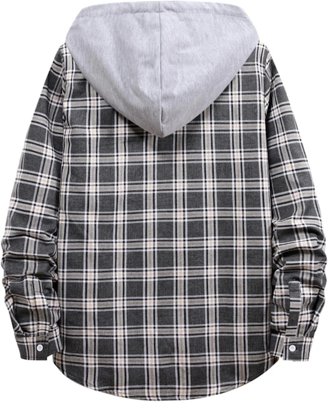 Burband Mens Flannel Hoodies Shirts Long Sleeve Button Down Plaid Jackets Casual Lightweight Checkered Sweatshirt with Hood