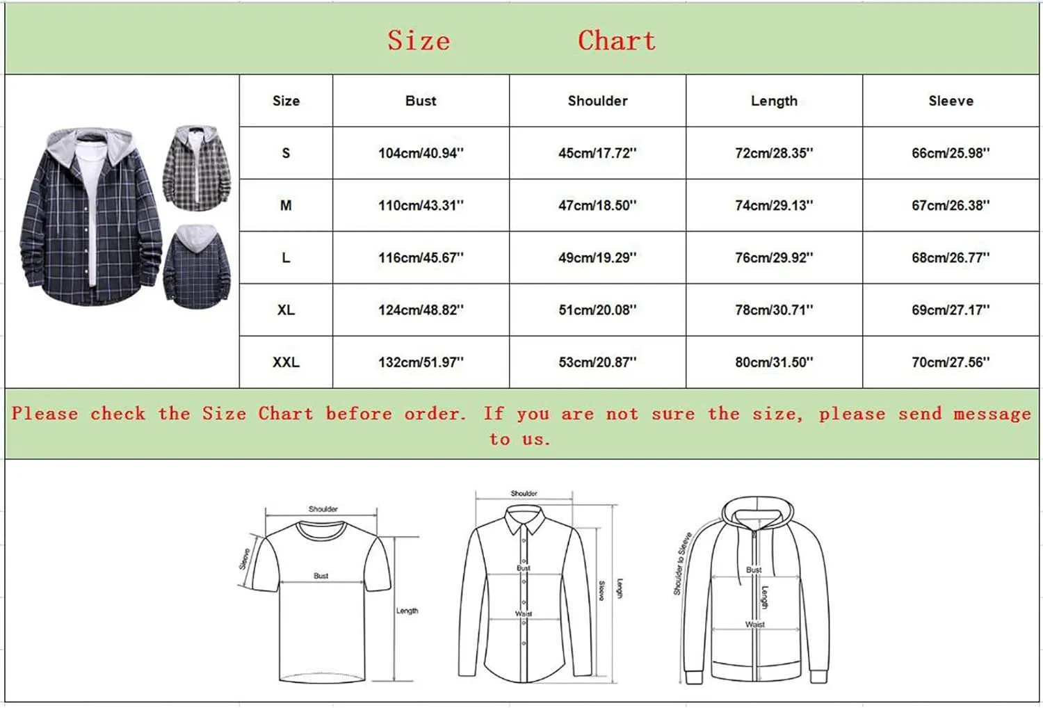 Burband Mens Flannel Hoodies Shirts Long Sleeve Button Down Plaid Jackets Casual Lightweight Checkered Sweatshirt with Hood