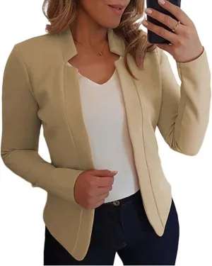 Business Blazers for Women Casual 2024 Fall Long Sleeve Blazer Solid Color Open Front Work Office Jacket