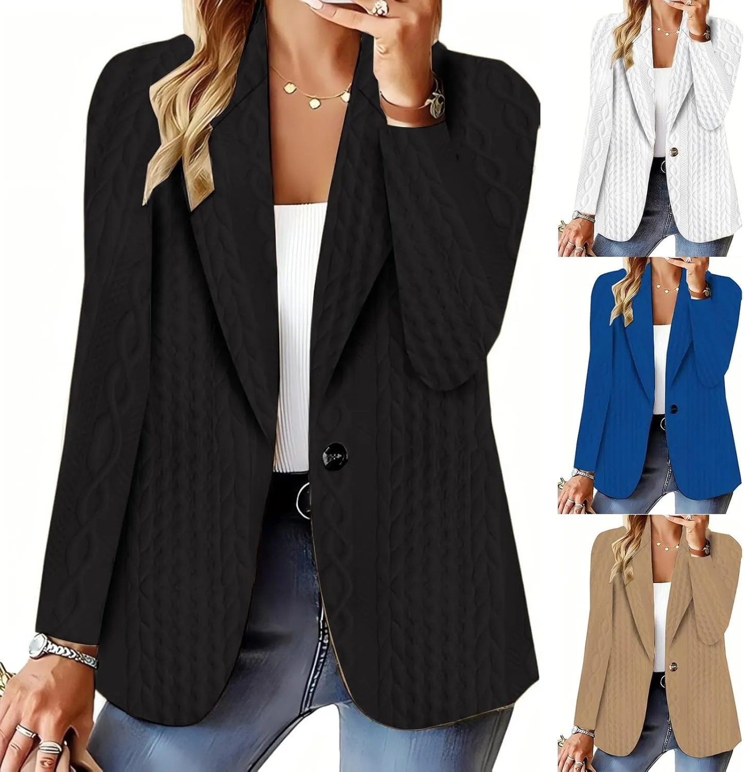 Business Casual Blazer for Women Summer Lightweight Jackets Open Front Long Sleeve Suit Jacket Slim Fit Outwear