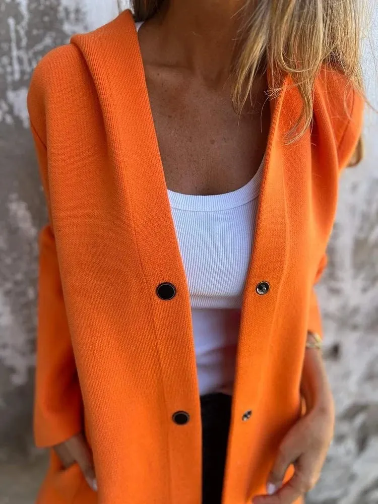Canbebig Long Coats Women Button Down Casual Jackets Oversized Long Sleeve Trench Coats Solid Color Jackets with Pockets