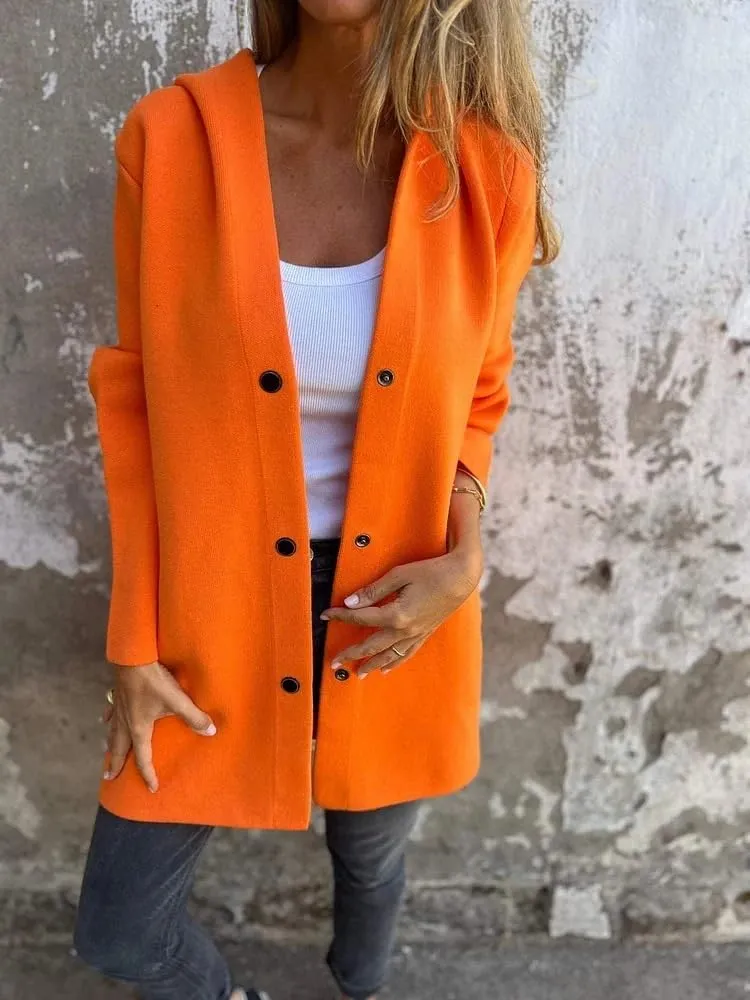 Canbebig Long Coats Women Button Down Casual Jackets Oversized Long Sleeve Trench Coats Solid Color Jackets with Pockets