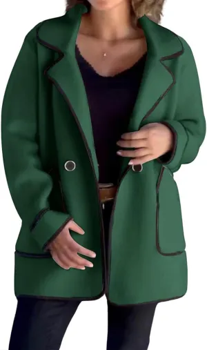 Canbebig Womens Oversized Jackets Open Front Trench Coats Casual Notched Lapels Coats Long Sleeve Winter Coat with Pockets